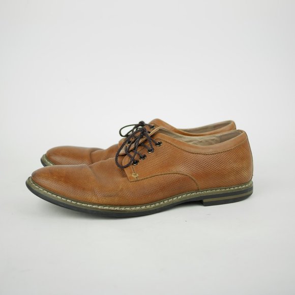 JOSEPH ABBOUD Men's 12 Brown pebbled embossed leather oxfords laced dress shoes - Picture 2 of 12